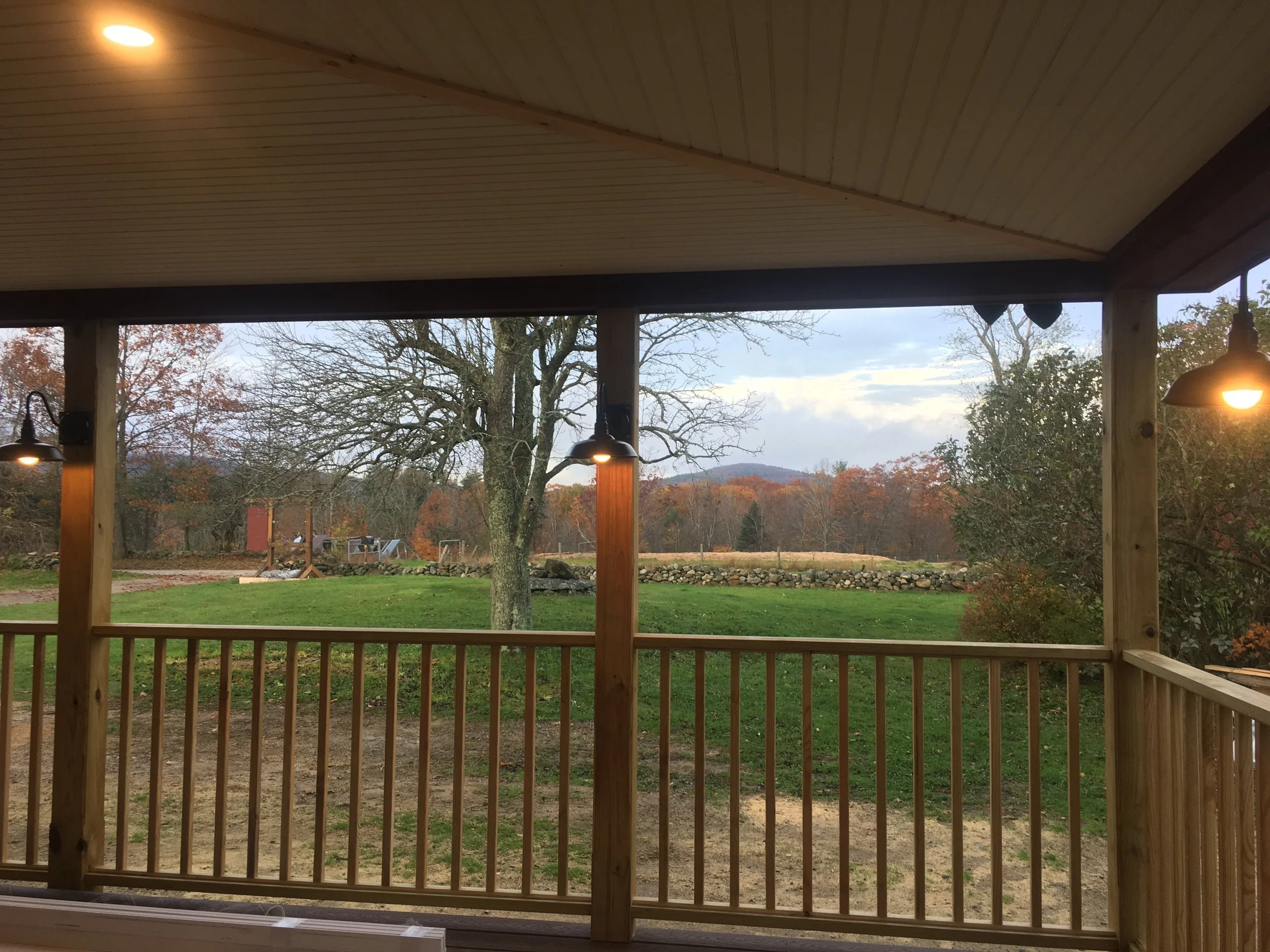 View over the farm from the covered porch